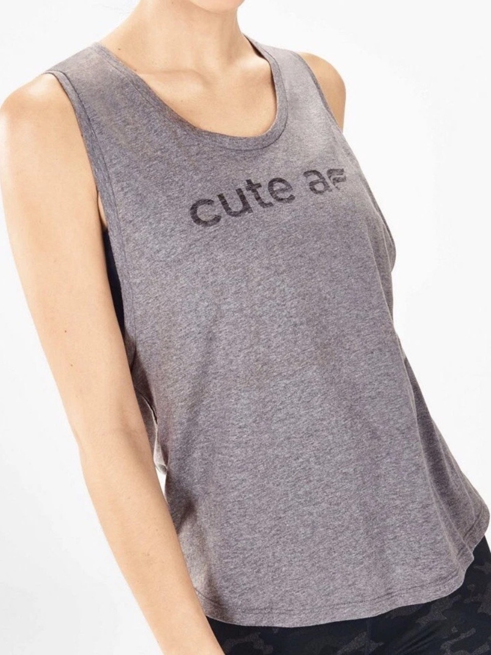 Fabletics Grey Janis Graphic Muscle Tank Top